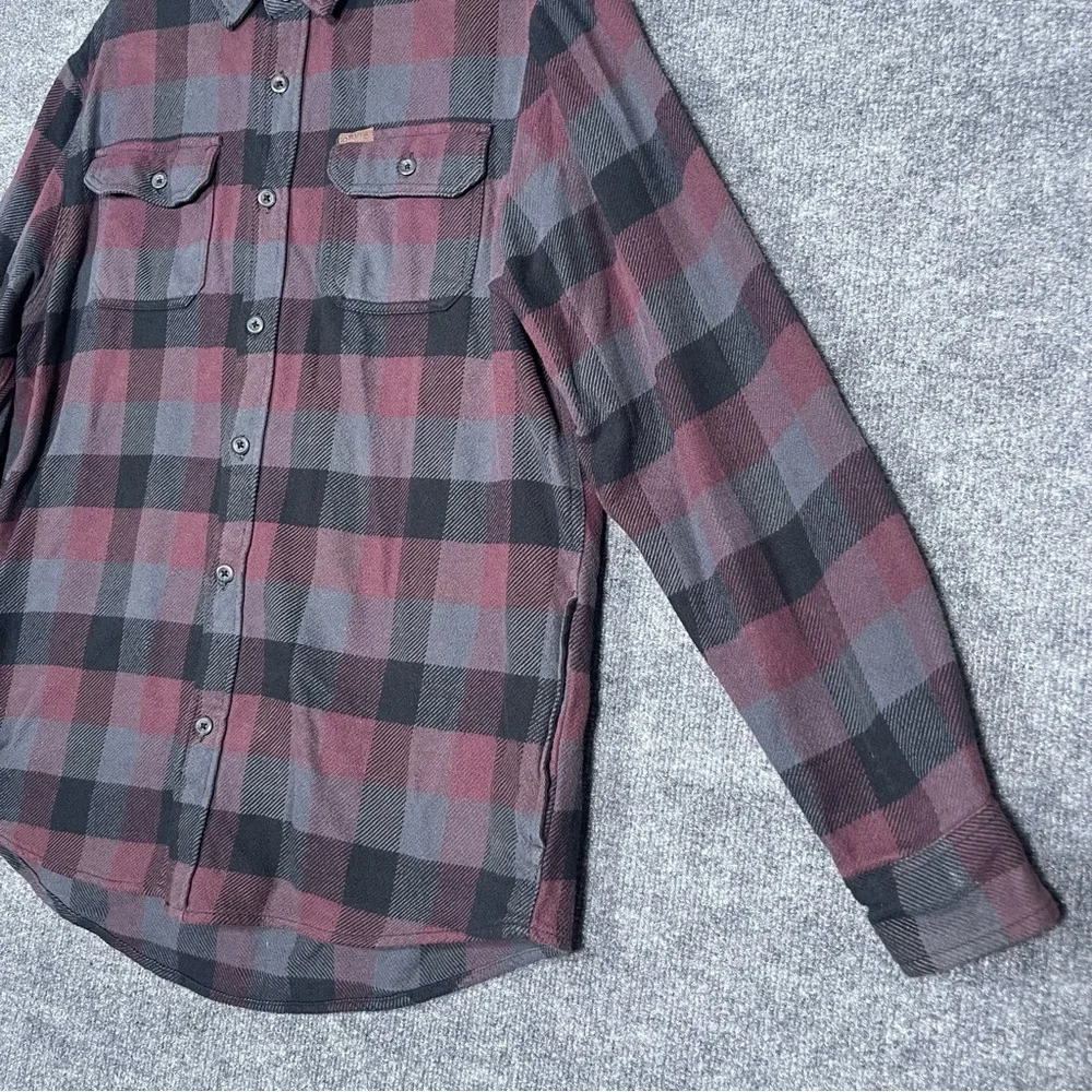Orvis Mens Large Plaid Flannel Big Bear Shacket‎ Heavyweight Maroon Shirt Jacket